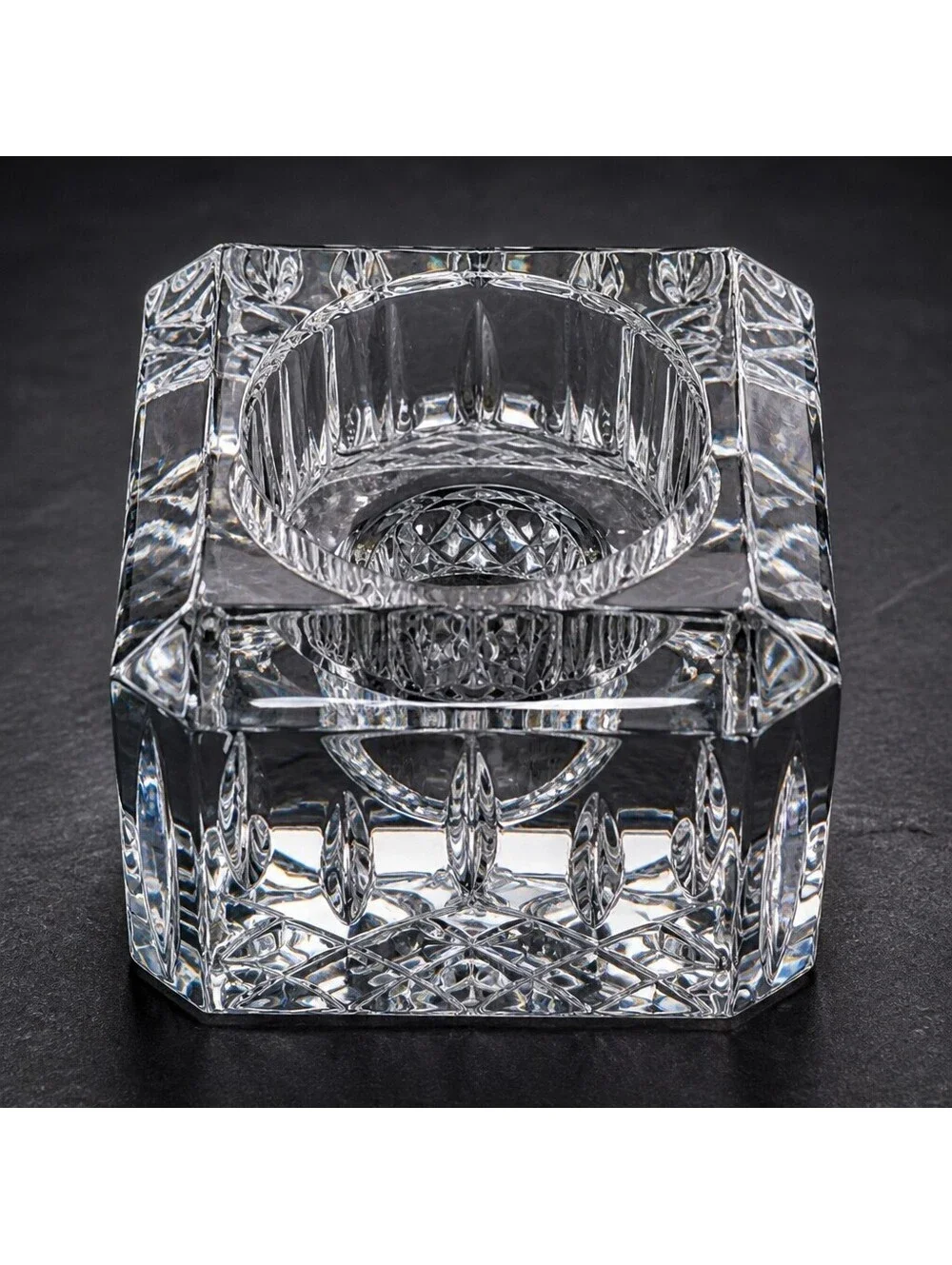 Set of 2 Vintage Waterford Crystal Square Votive Candle Holders Cut Glass 3